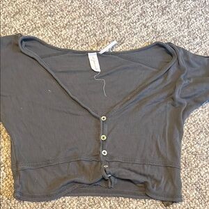 Urban Outfitters Gray Crop Button Down Top